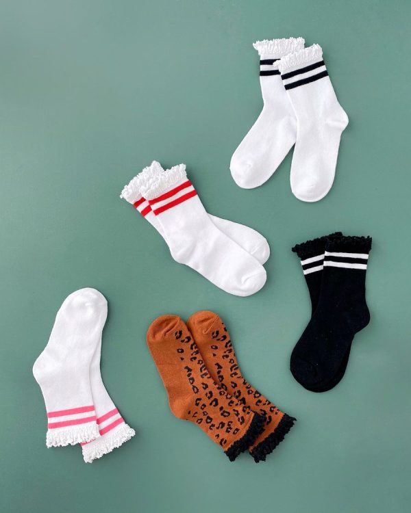 Black Stripe Lace Midi Socks - Image 4