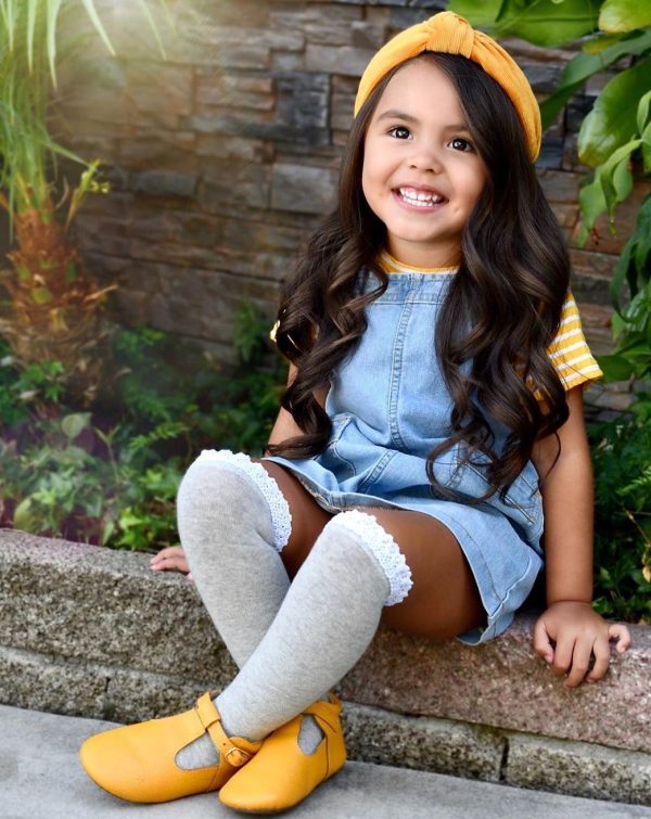 Gray + White Lace Top Knee Highs - Image 2